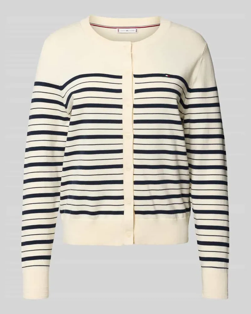 Tommy Hilfiger Regular Fit Strickjacke aus Baumwoll-Mix Ecru