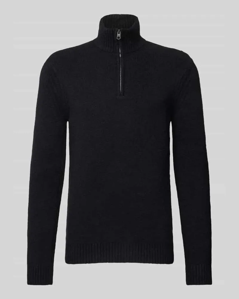 cinque Strickpullover mit Troyer-Kragen Modell 'CILUCA Black