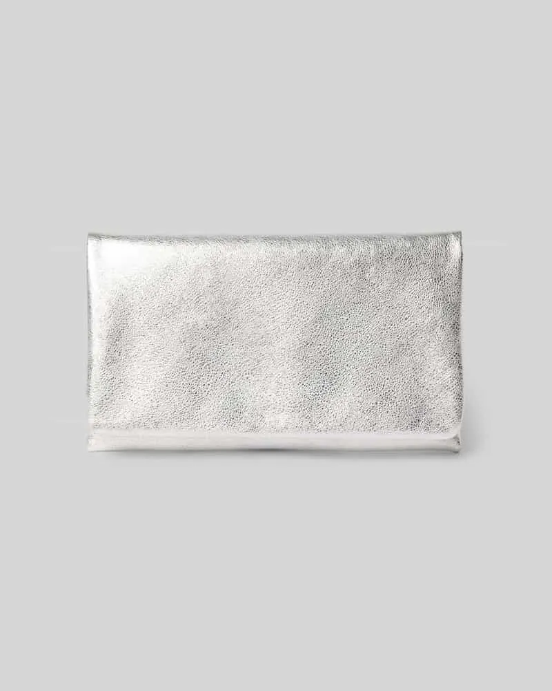 Abro Clutch aus echtem Leder mit Strukturmuster Silber