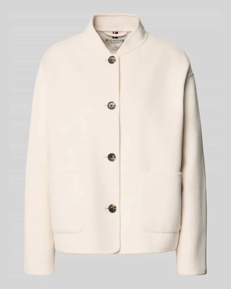 Tommy Hilfiger Regular Fit Bomberjacke aus Woll-Mix Weiss