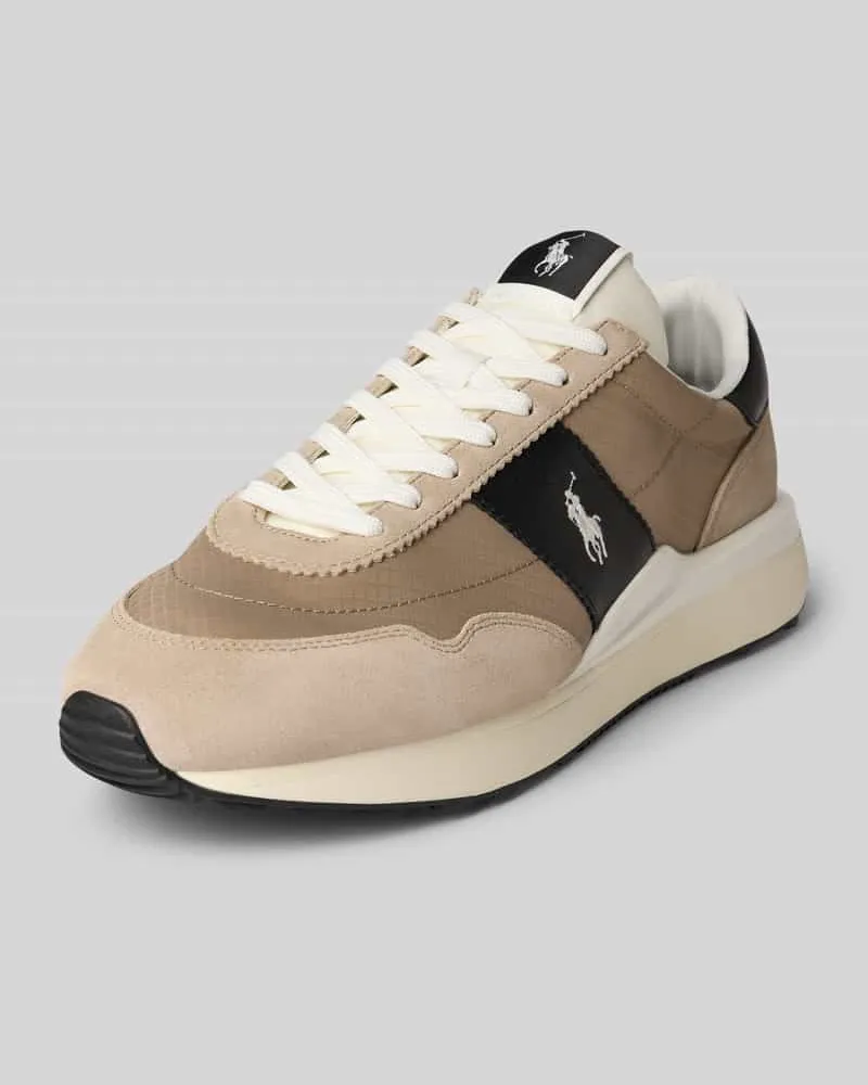 Ralph Lauren Sneaker aus Leder-Mix mit Logo-Stitching Modell 'Train Beige