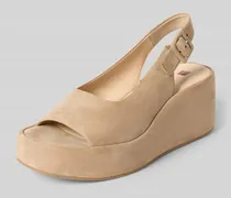 Wedges aus Leder mit Keilabsatz mit Plateau