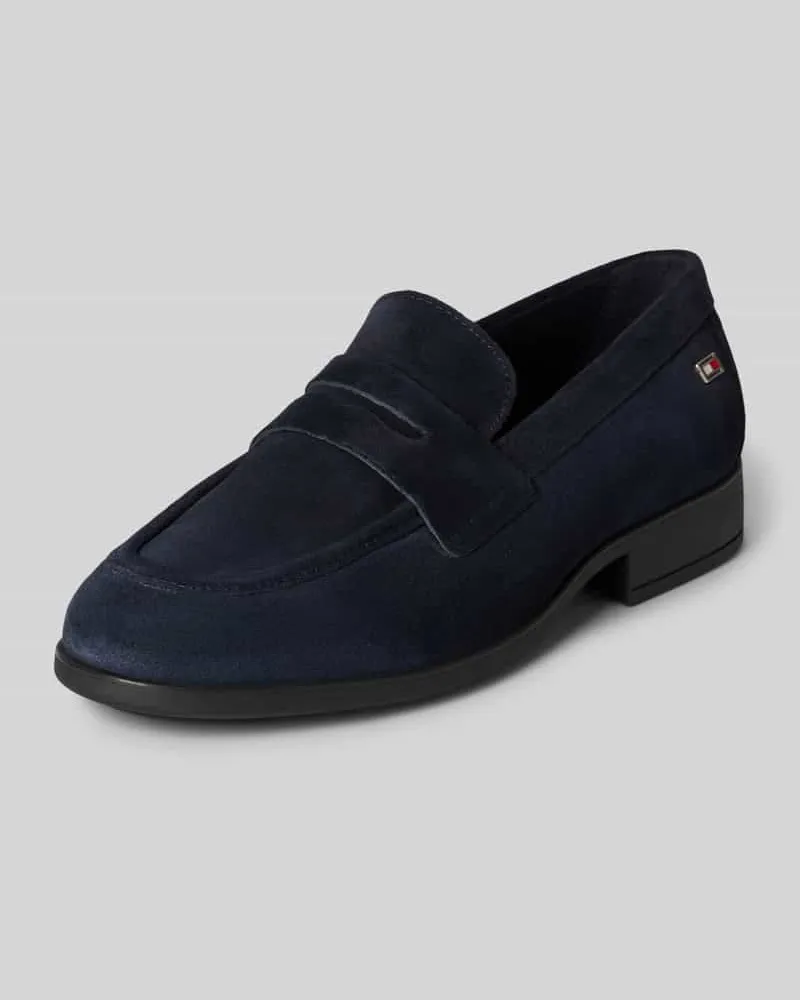 Tommy Hilfiger Lederloafers mit Label-Applikation Modell 'FLAG Marine