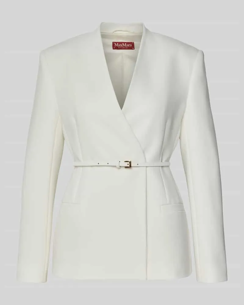 Max Mara Taillierter Blazer mit extra Gürtel Modell 'QUINOA Weiss