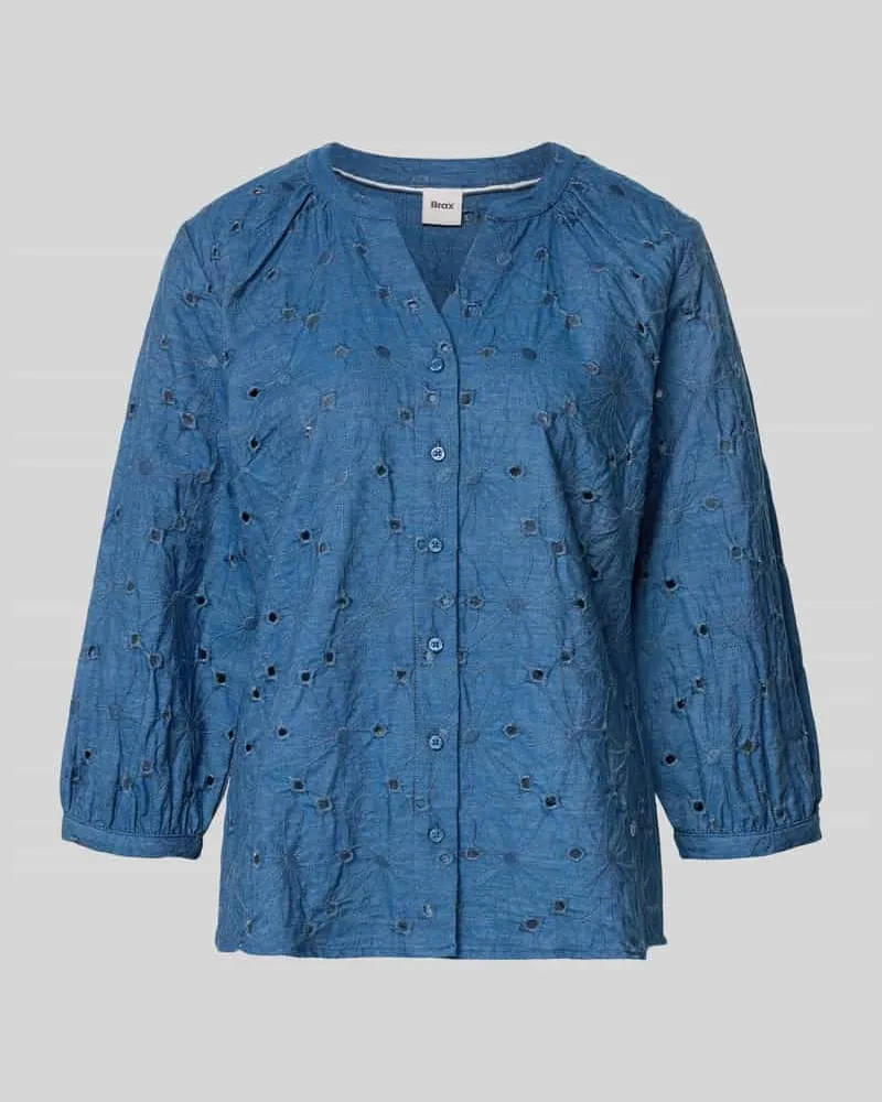 Brax Regular Fit Bluse aus reiner Baumwolle Modell 'VELIA Blau