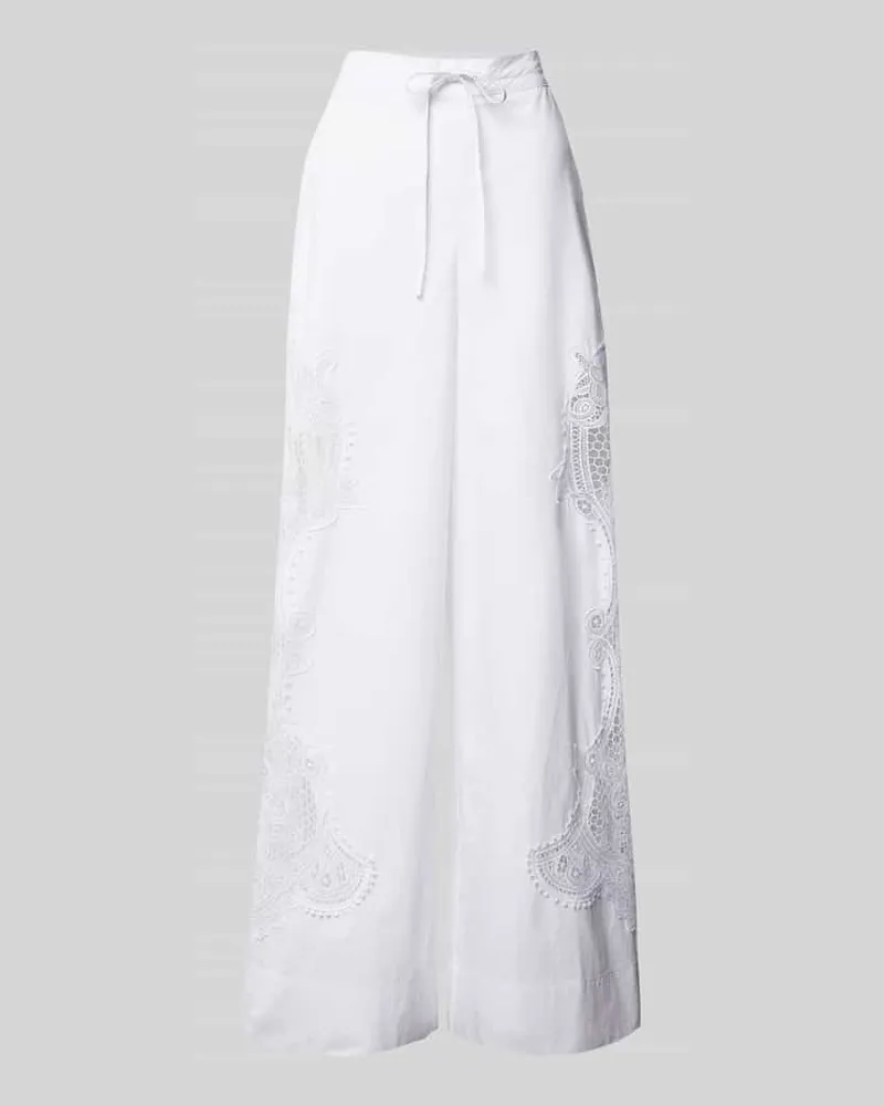 Essentiel Wide Leg Hose mit Spitzenbesatz Modell 'Hace Weiss