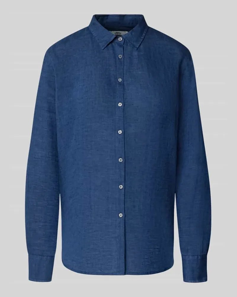 0039 Italy Hemdbluse aus Leinen mit Kentkragen Modell 'MIRA Marine