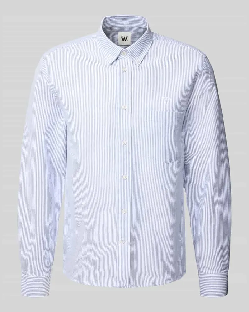 Wood Wood Regular Fit Freizeithemd mit Button-Down-Kragen Modell 'Adam Hellblau