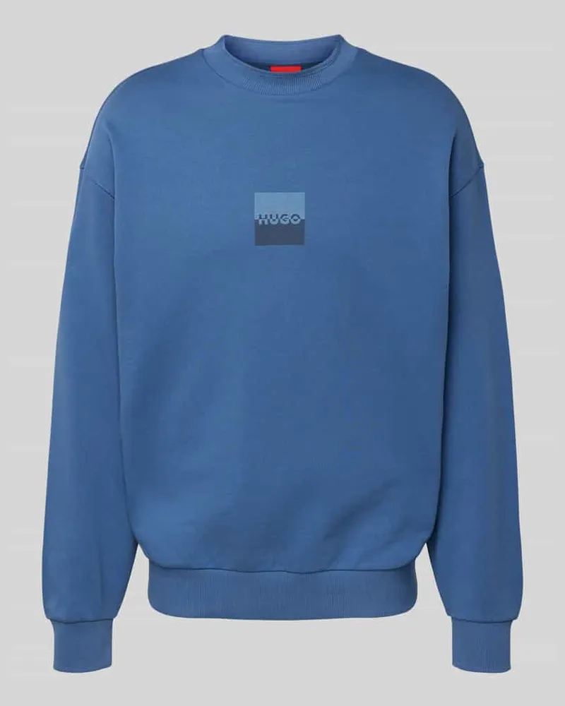 HUGO BOSS Sweatshirt mit Label-Print Modell 'Split Rauchblau