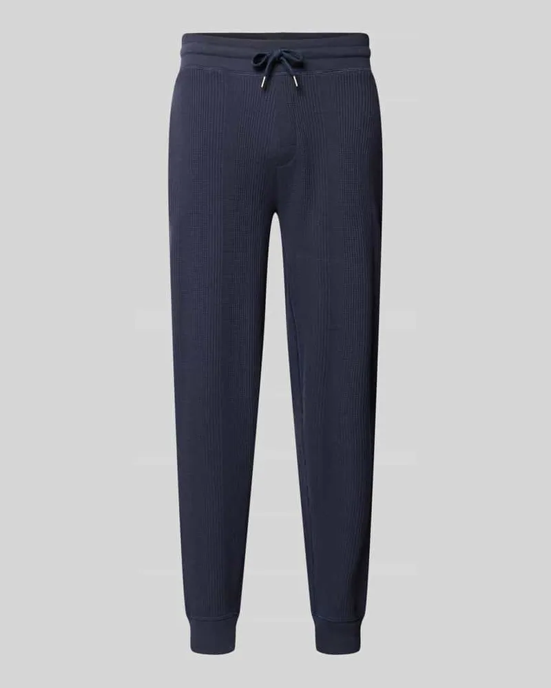 HUGO BOSS Comfort Fit Sweatpants aus Baumwoll-Mix Modell 'STRUCTURE PANTS Dunkelblau