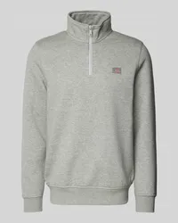 Dickies Sweatshirt mit Label-Patch Modell 'OAKPORT QUARTER Hellgrau