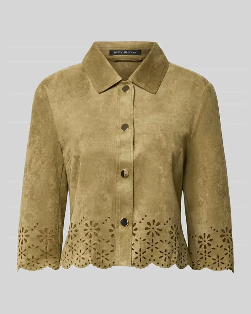 Betty Barclay Relaxed Fit Kunstlederjacke mit Ausbrenner-Effekt Oliv