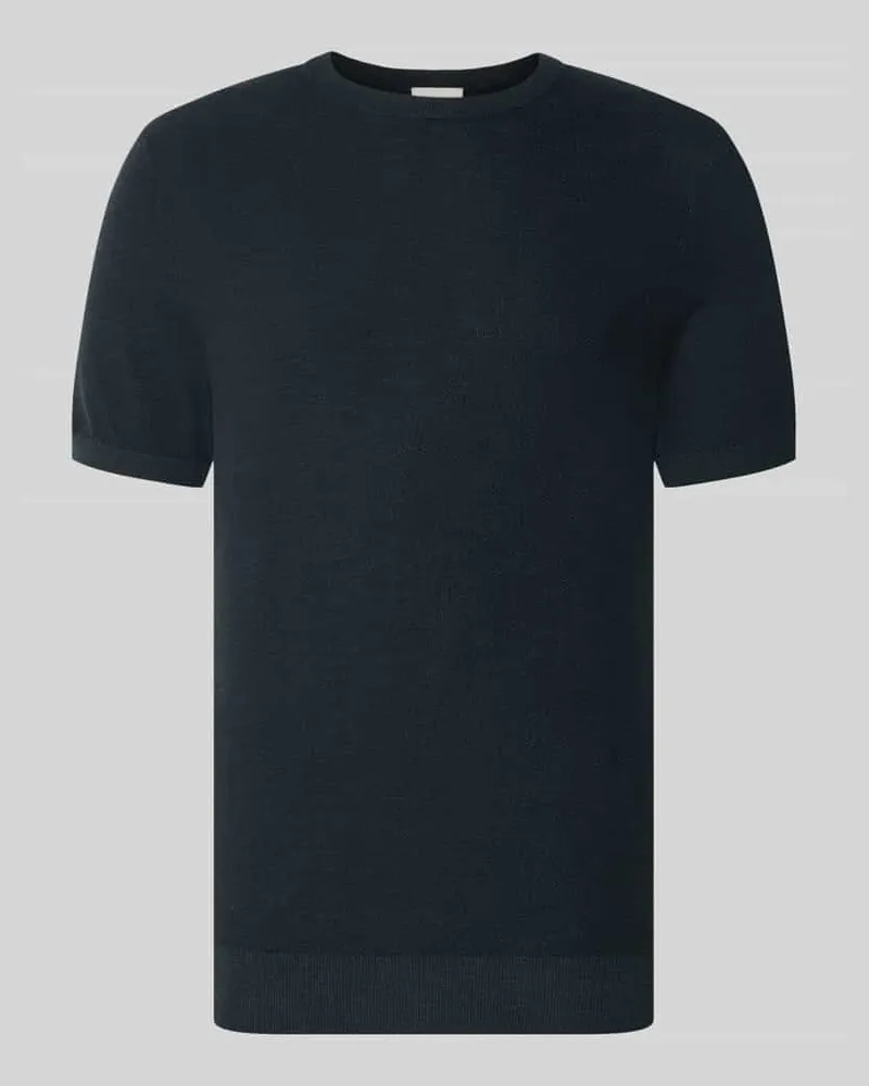 Profuomo T-Shirt aus Baumwoll-Leinen-Mix Marine