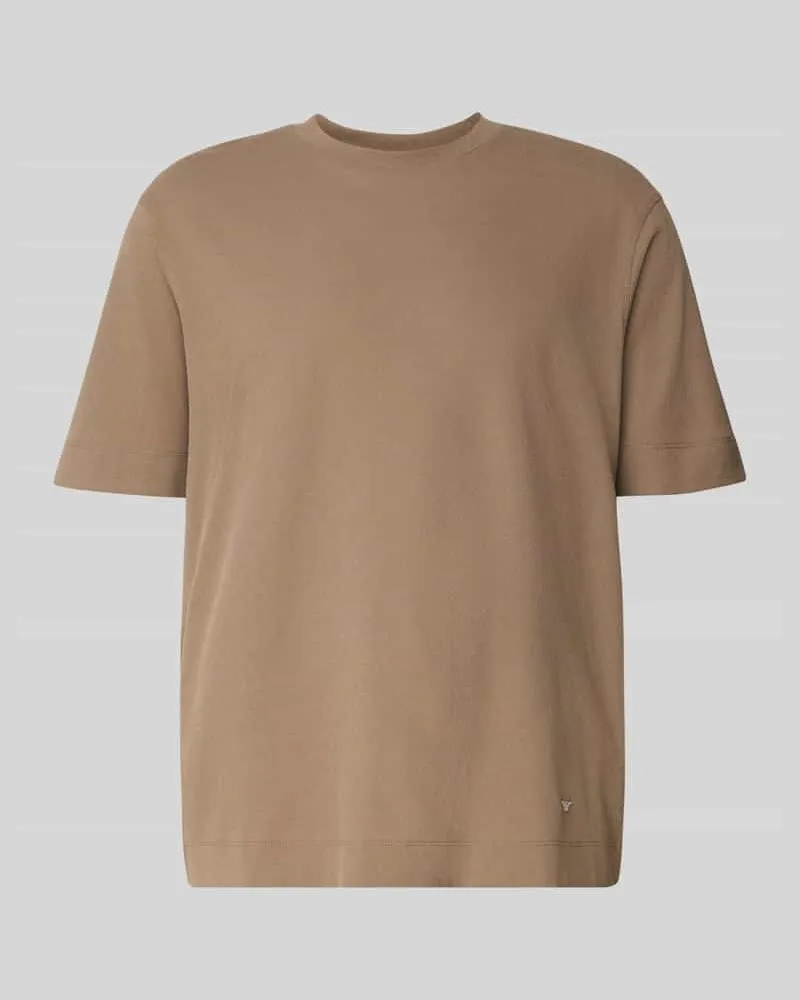 Emporio Armani T-Shirt mit Logo-Stitching und Rundhalsausschnitt Taupe