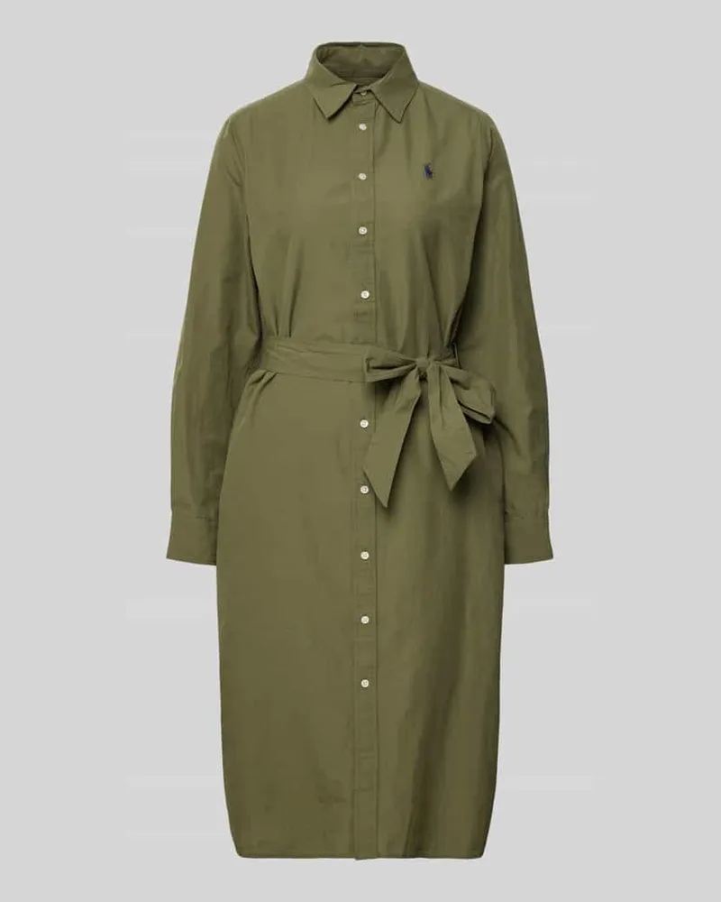 Ralph Lauren Midikleid aus Baumwoll-Leinen-Mix Oliv
