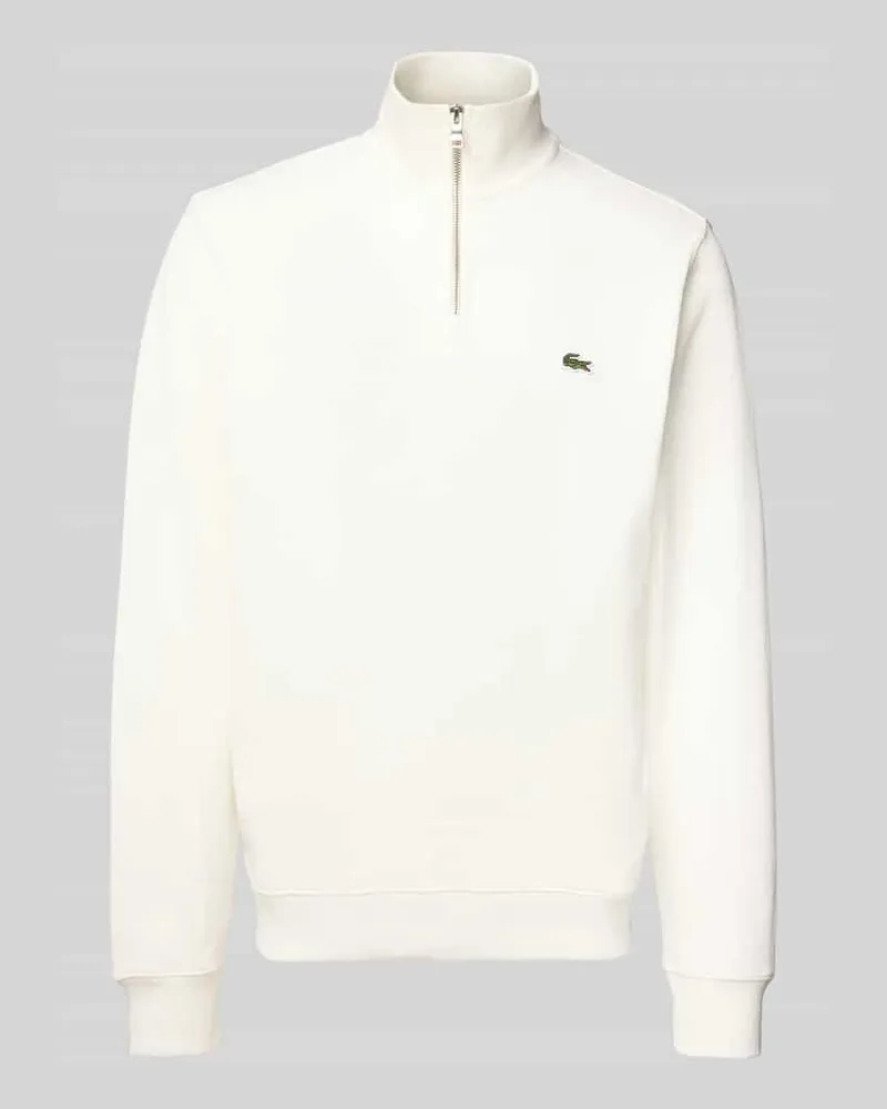 Lacoste Regular Fit Troyer aus reiner Baumwolle Offwhite