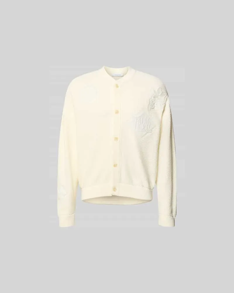 Kitsuné Strickjacke mit floralem Stitching Ecru