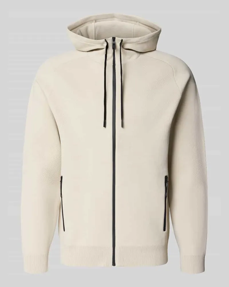 HUGO BOSS Strickjacke mit Kapuze Modell 'KN_Travel HD Offwhite