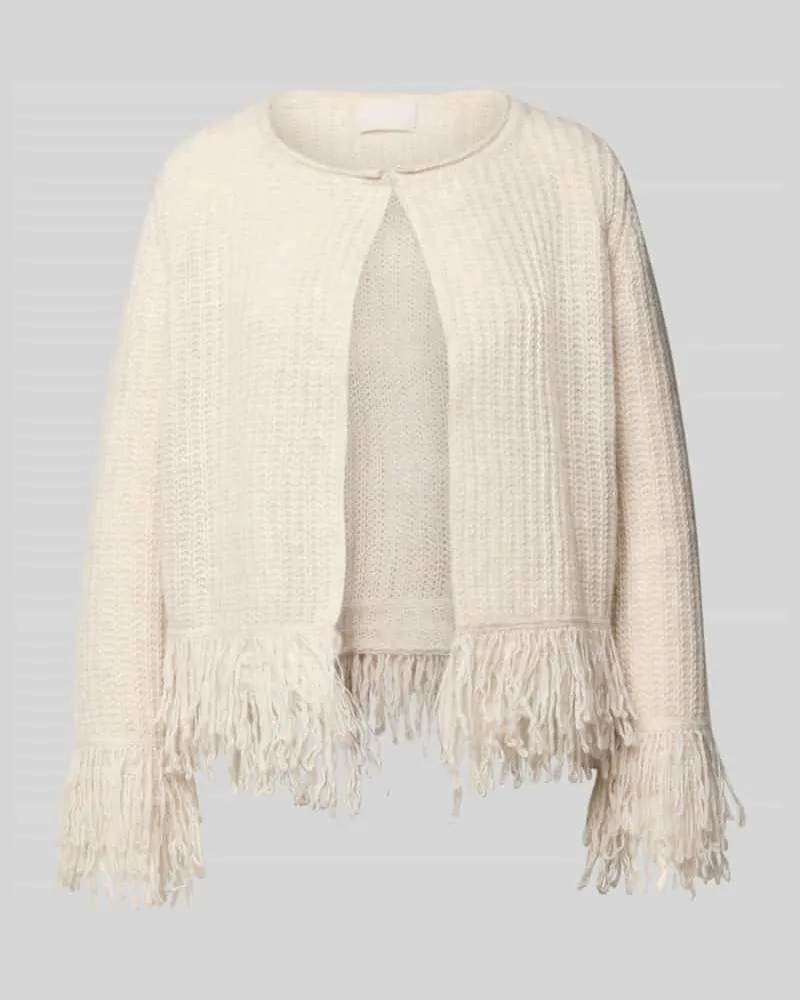 hemisphere Strickjacke aus Kaschmir-Mix mit Fransen Offwhite
