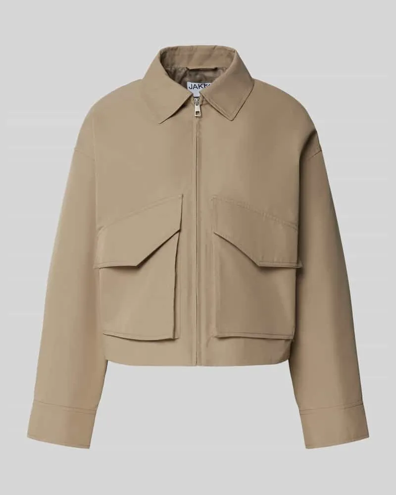 JAKE*S Jacke mit Umlegekragen und Pattentaschen Taupe