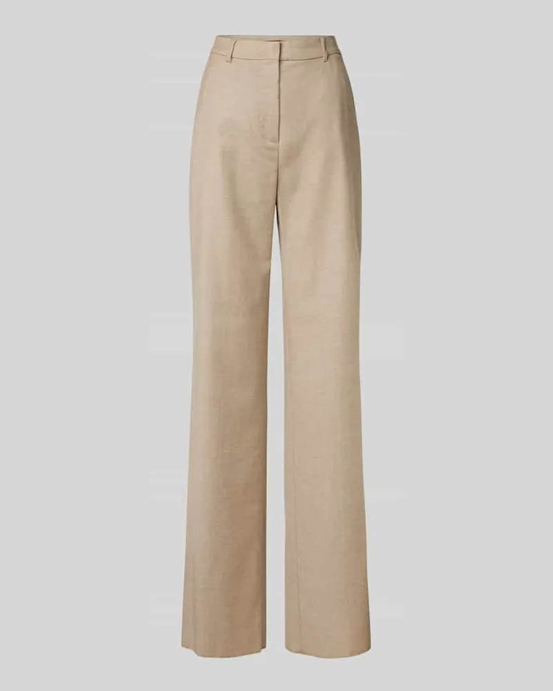 Max Mara Straight Fit Stoffhose aus Schurwoll-Mix Beige
