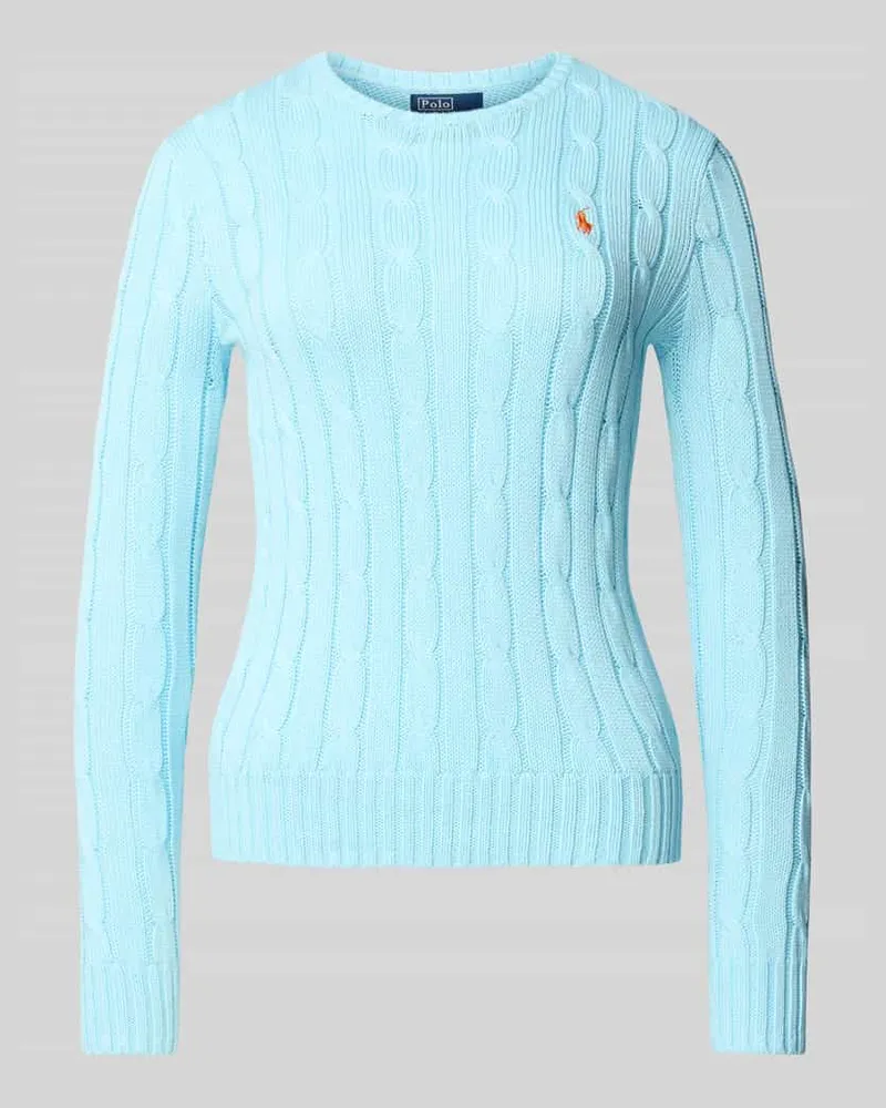 Ralph Lauren Strickpullover mit Zopfmuster Modell 'JULIANNA Blau