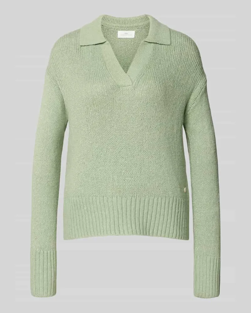 Fynch-Hatton Strickpullover mit V-Ausschnitt Schilf