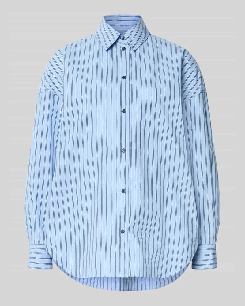 HUGO BOSS Oversized Hemdbluse aus reiner Baumwolle Modell 'BOSTATTA Hellblau