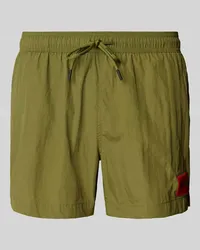 HUGO BOSS Regular Fit Badehose mit Label-Patch Modell 'DOMINICA Khaki