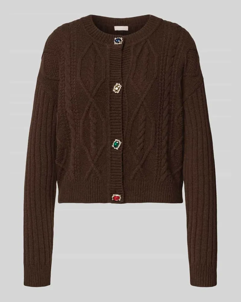 Liu Jo Strickjacke mit gerippten Abschlüssen Schoko