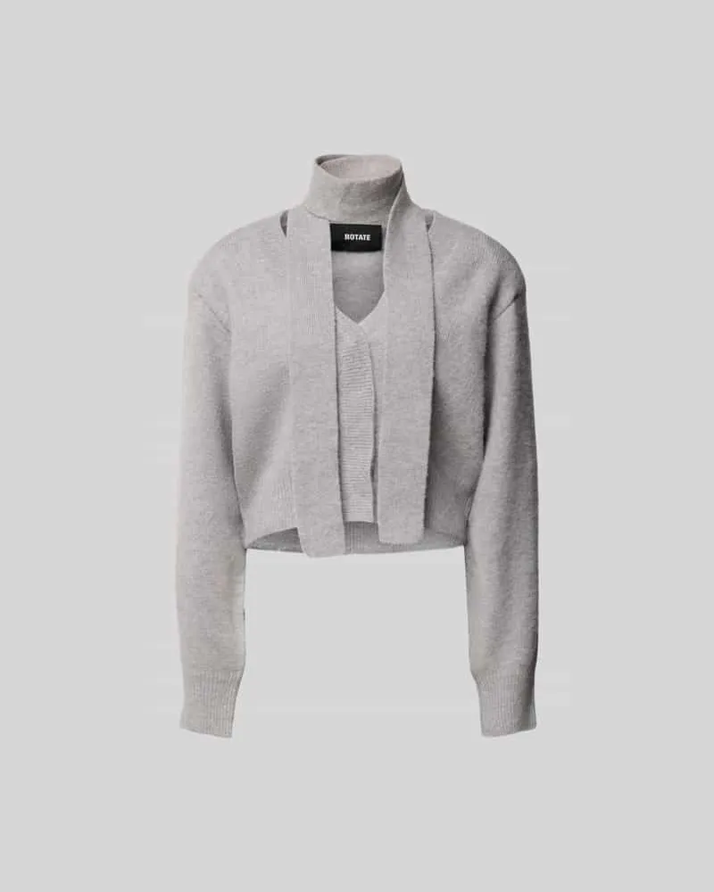 ROTATE Birger Christensen Strickjacke mit V-Ausschnitt Hellgrau