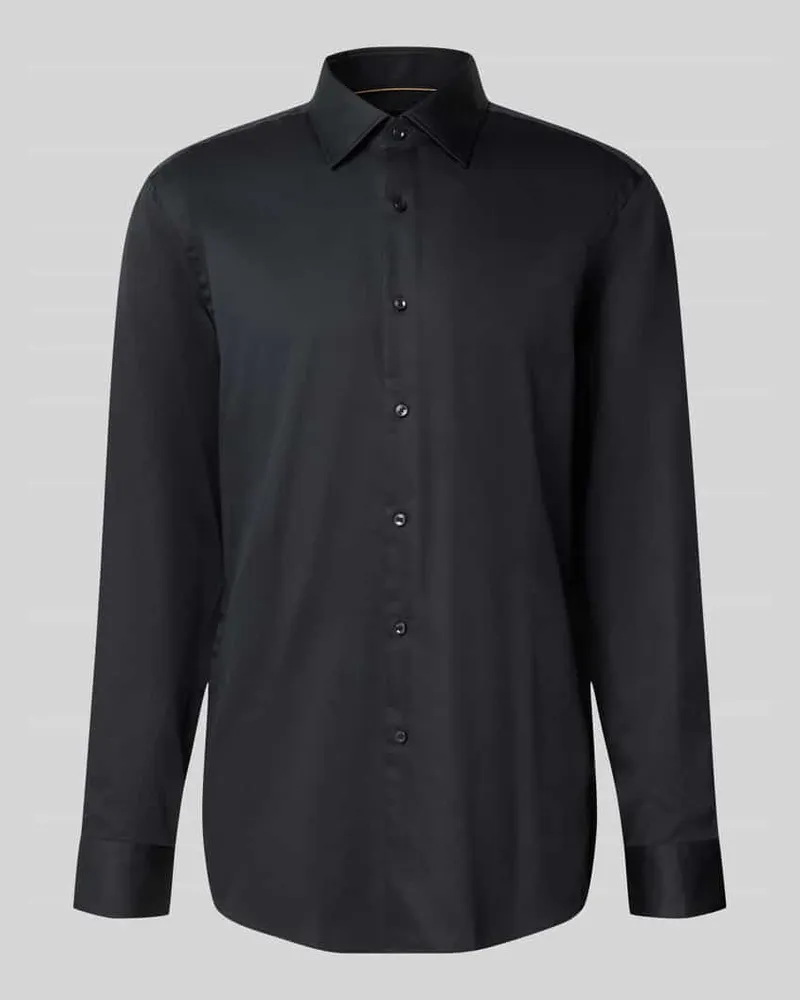 HUGO BOSS Slim Fit Businesshemd aus reiner Baumwolle Modell 'H-HANK KENT-C1 Black
