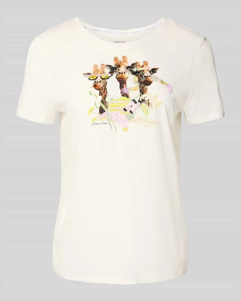 Marc Cain T-Shirt mit Rundhalsausschnitt Offwhite