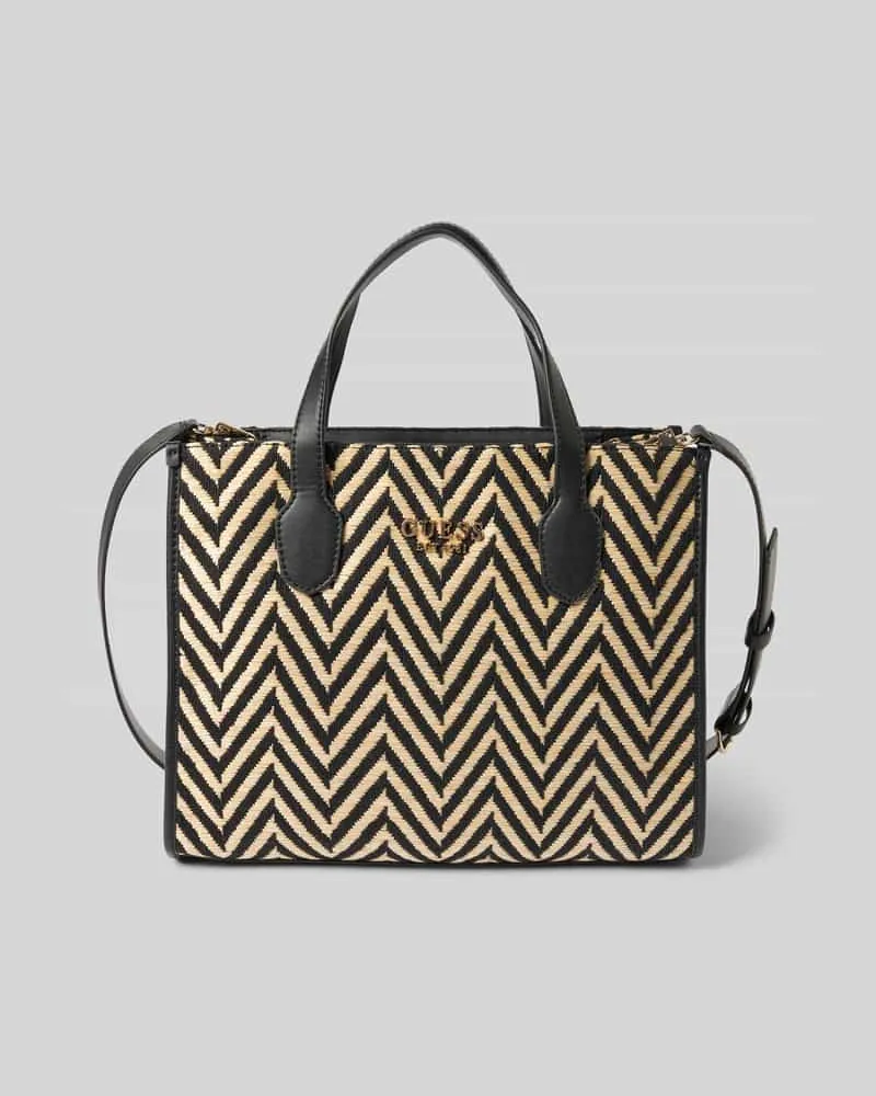 Guess Handtasche mit Label-Applikation Modell 'SILVANA Black