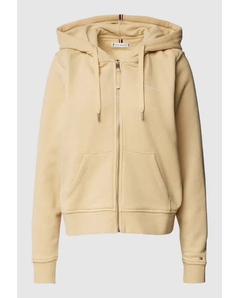 Tommy Hilfiger Sweatjacke mit Label-Schriftzug Beige