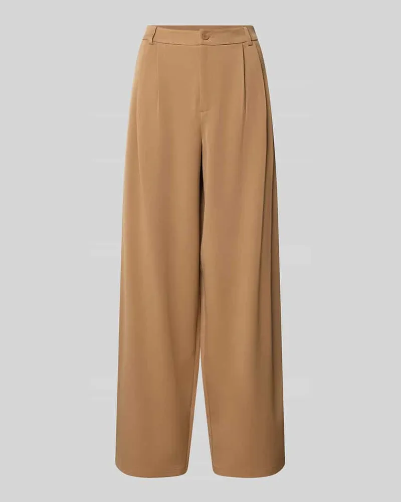 Karo Kauer Barrel Fit Hose mit Bundfalten Camel
