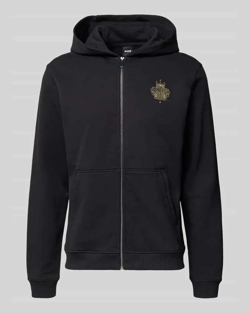 HUGO BOSS Regular Fit Sweatjacke aus reiner Baumwolle Modell 'ZIXI_CNY Black