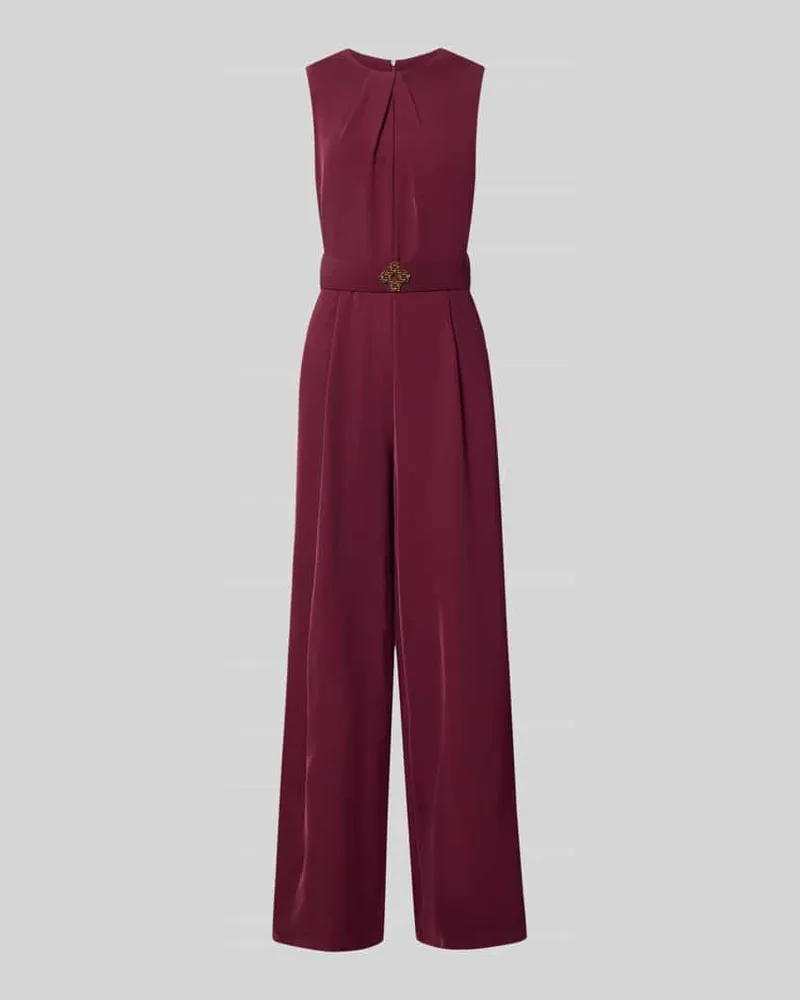 Rinascimento Jumpsuit mit Stoffgürtel Bordeaux