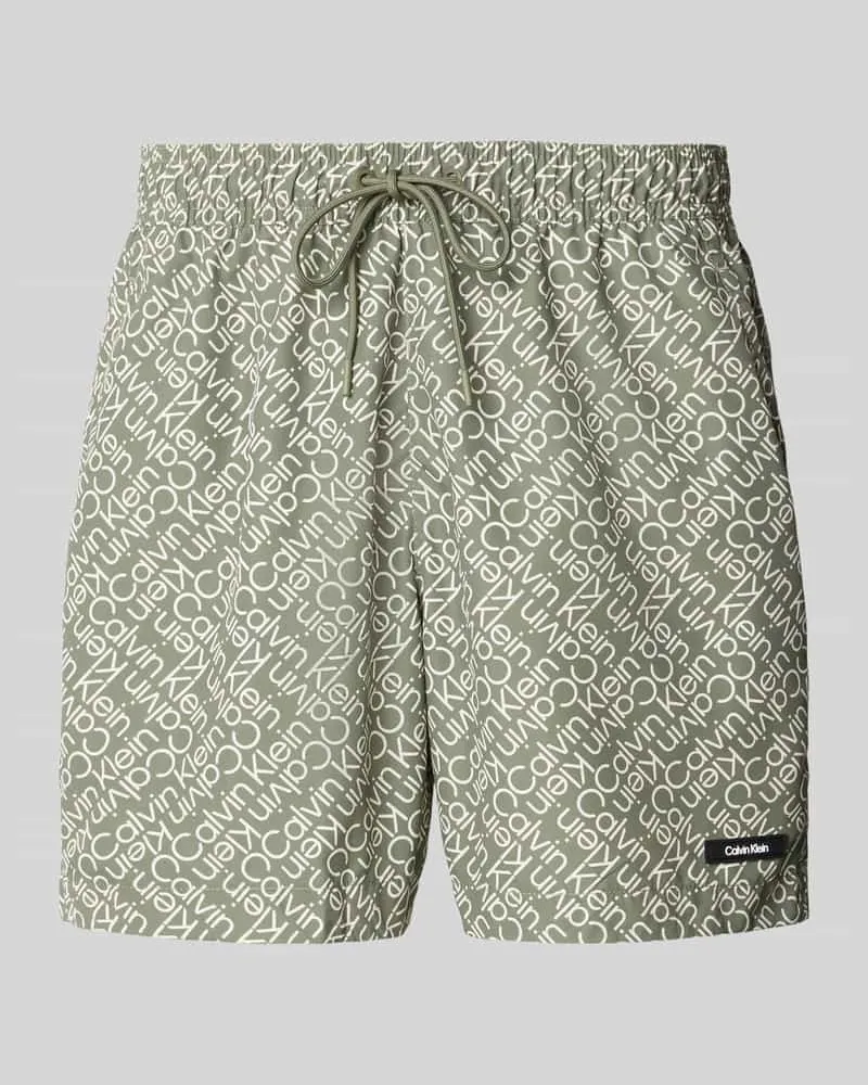 Calvin Klein Badehose mit Label-Patch Oliv