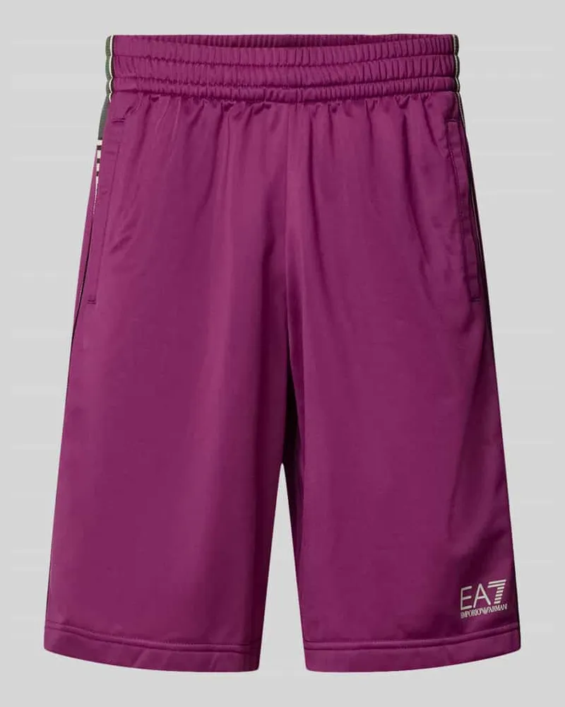 EA7 Shorts mit Logo und Eingrifftaschen Lila