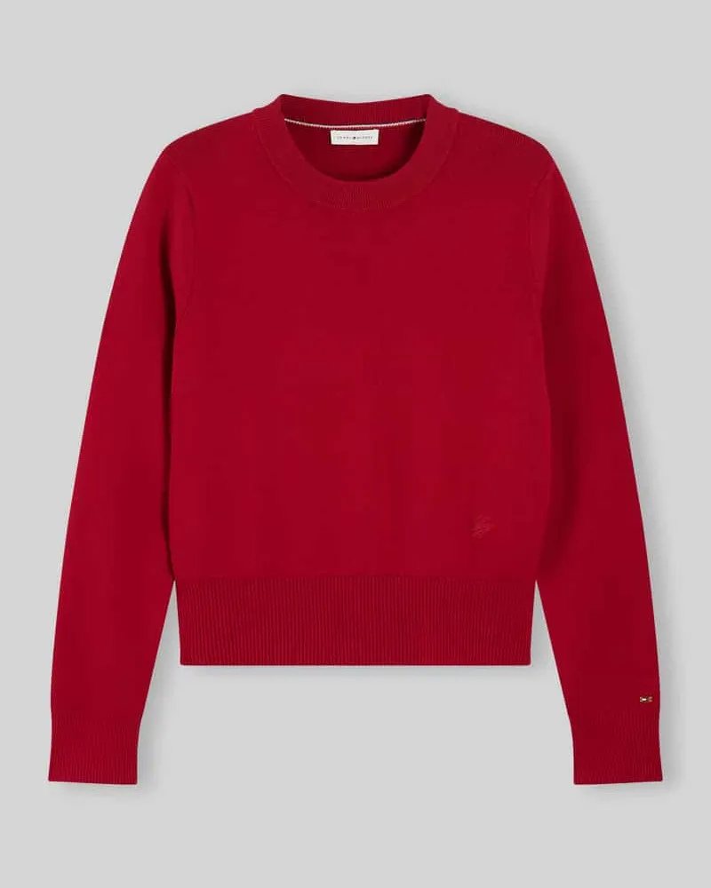Tommy Hilfiger Regular Fit Pullover aus reiner Baumwolle Bordeaux