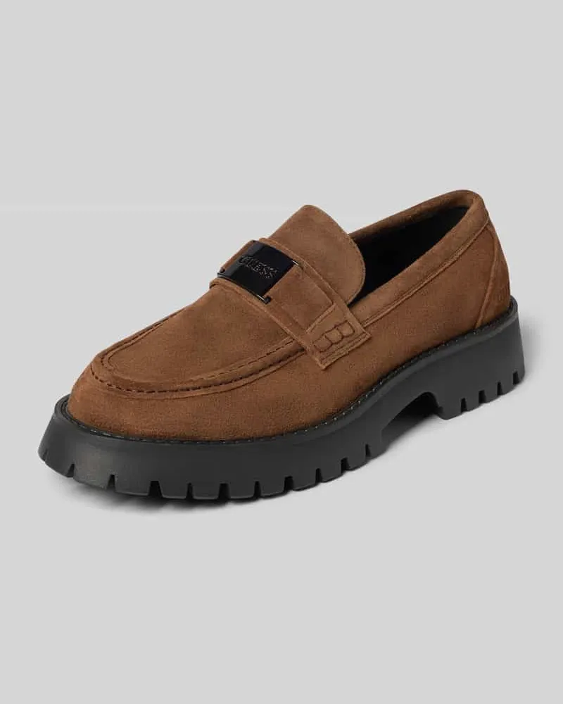 Guess Loafer aus echtem Leder Modell 'Gorizia Mittelbraun