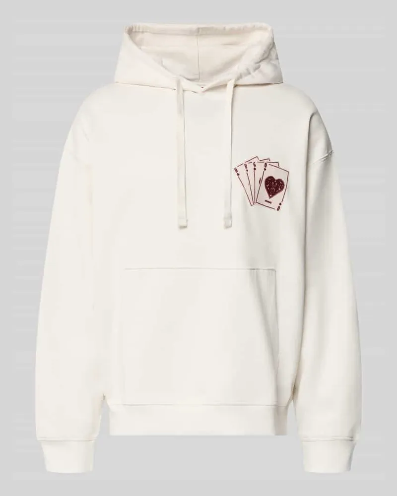 HUGO BOSS Hoodie mit großem Rückenprint Modell 'Dewerhood Weiss