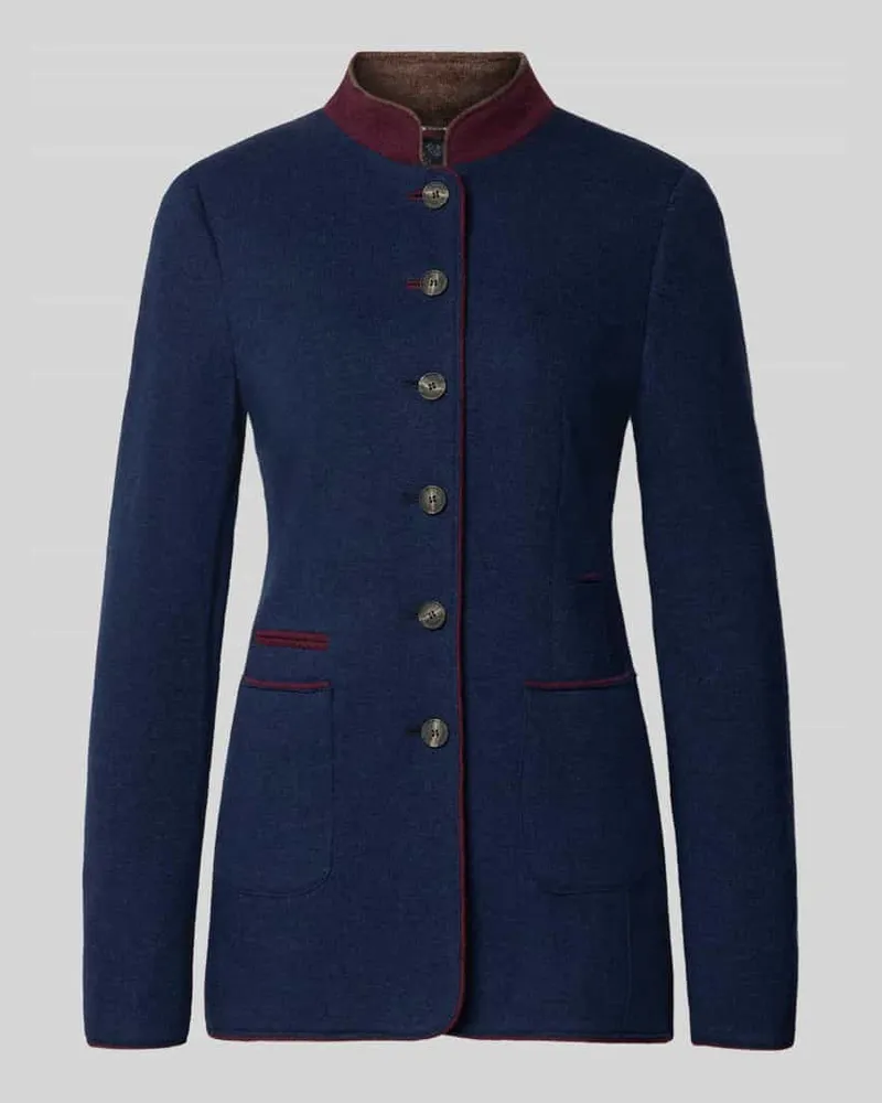White Label Slim Fit Blazer aus Lanawolle-Mix mit Stehkragen Marine
