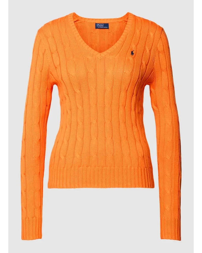 Ralph Lauren Strickpullover mit Zopfmuster Orange