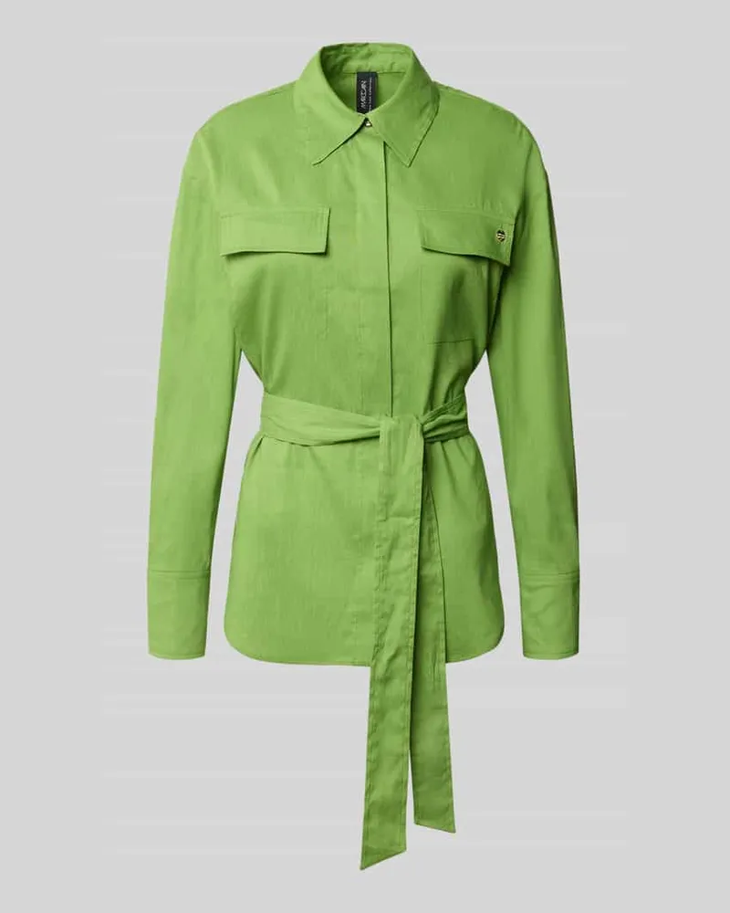 Marc Cain Bluse aus Leinen-Mix mit Brusttaschen Grass