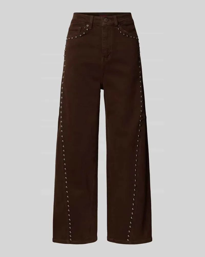 Miss Goodlife Ballon Jeans mit Nieten Mittelbraun