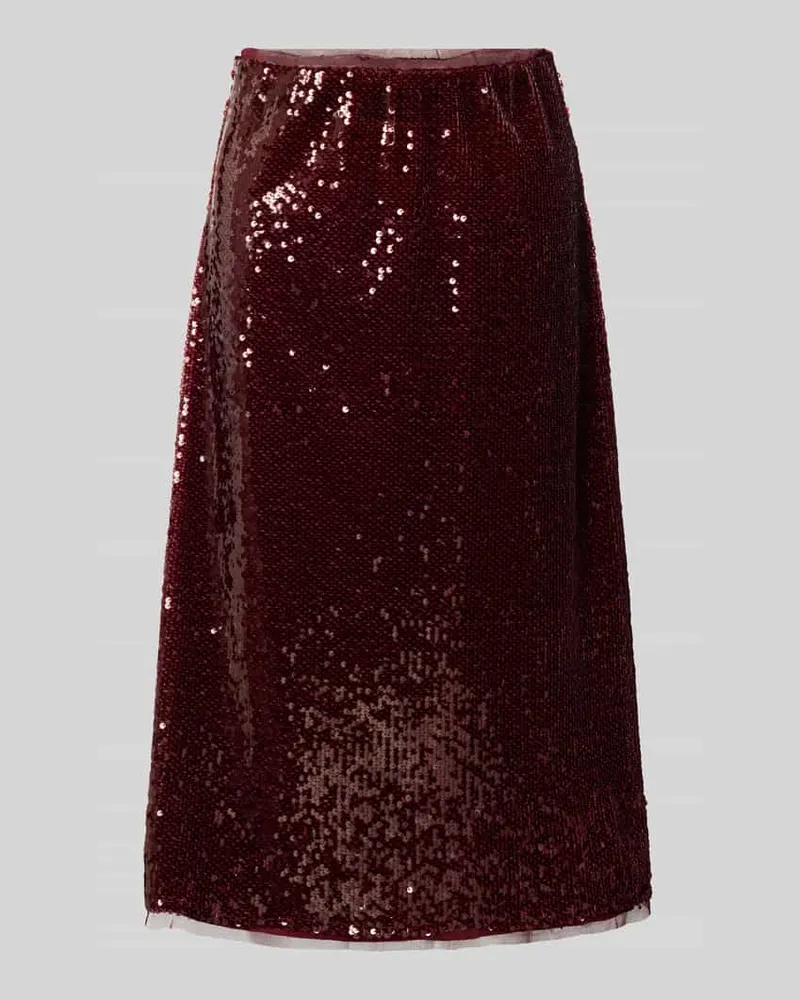 Milano Italy Midirock mit Pailletten und elastischem Bund Bordeaux
