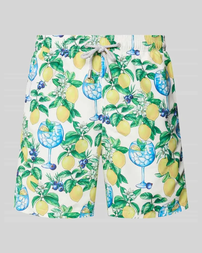 MC2 Saint Barth Straight Fit Badeshorts mit Logo-Patch Modell 'Gustavia Weiss