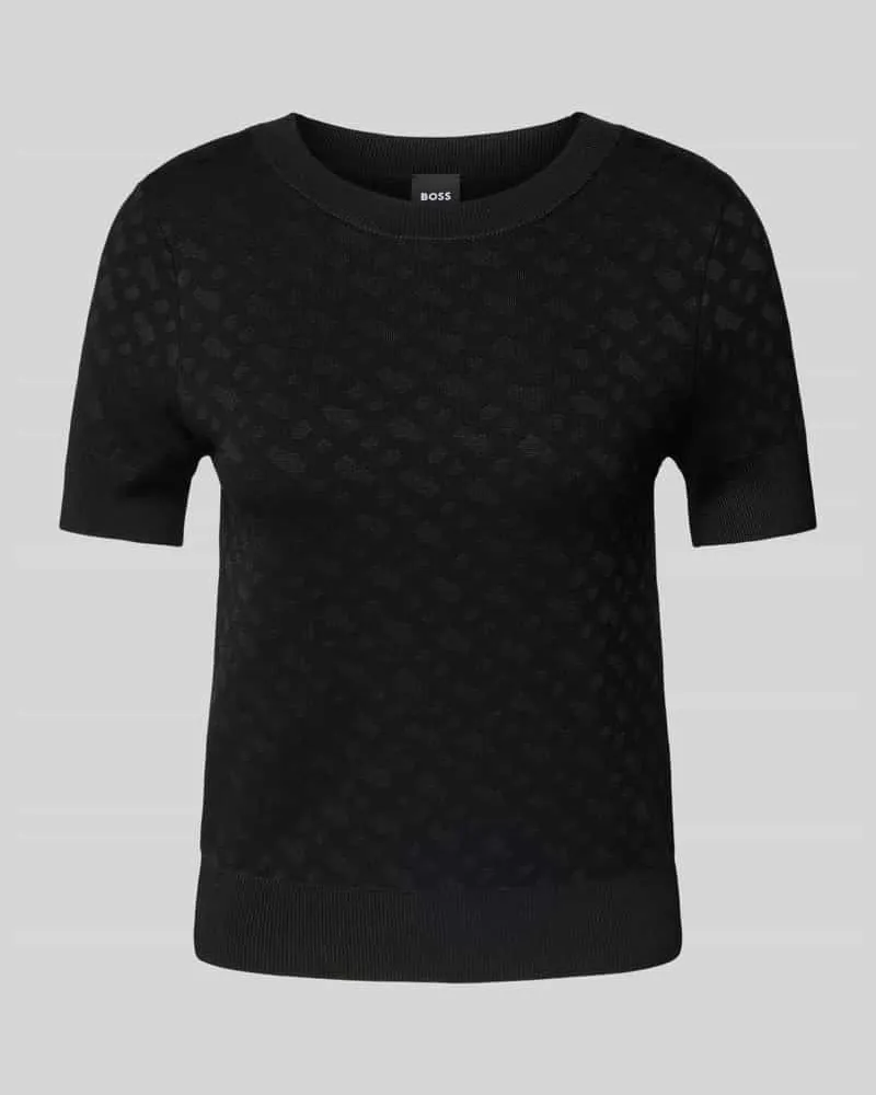 HUGO BOSS Strickshirt mit Rundhalsausschnitt Modell 'Forkena Black